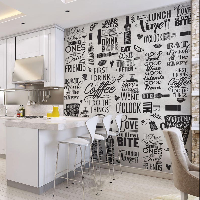 Cp0190 Wallpaper Aphorisms Kitchen Adhesive Etsy