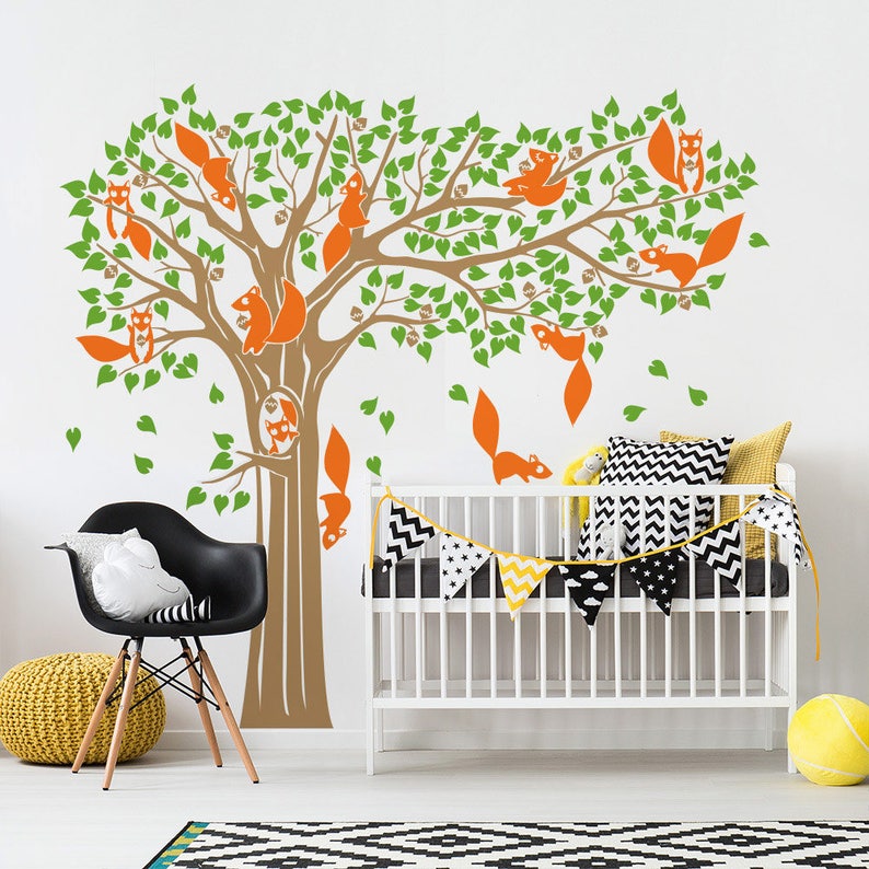 01361 Squirrel Tree Wall Sticker Wall Stickers Kids Wall Stickers Kids Stickers