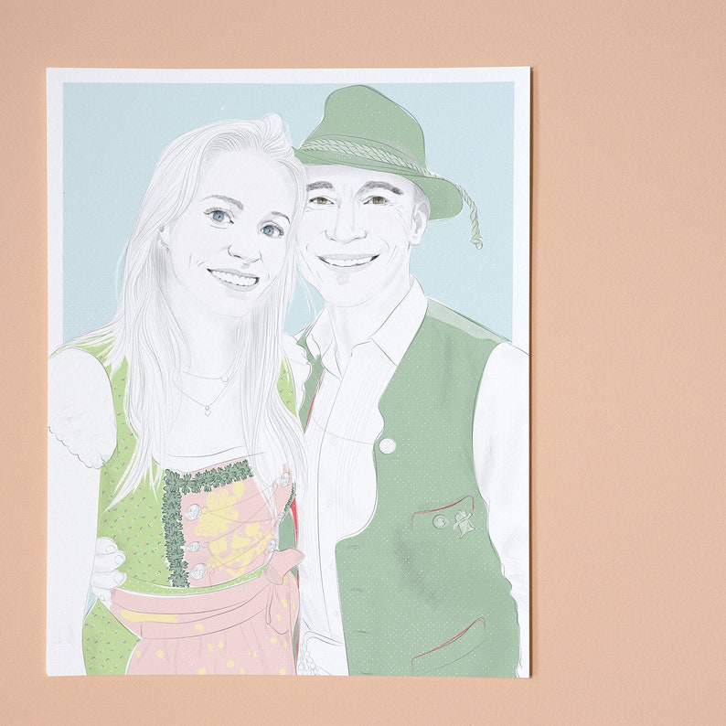 Personalized portrait for couples, drawing as download image 1