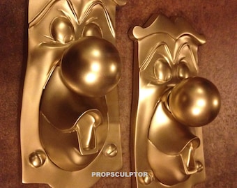 ALICE in WONDERLAND inspired DOORKNOB prop, double faced, really works! original sculpt by me