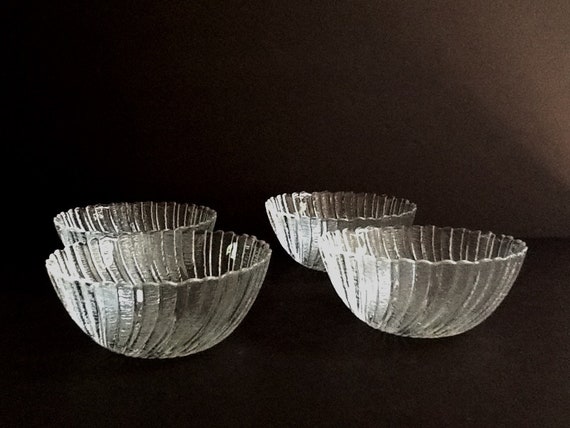 Set 4 Arcoroc Usa Seabreeze Swirl Clear Glass Large 10 Dinner Server Plates Other North American Art Glass Pottery Glass