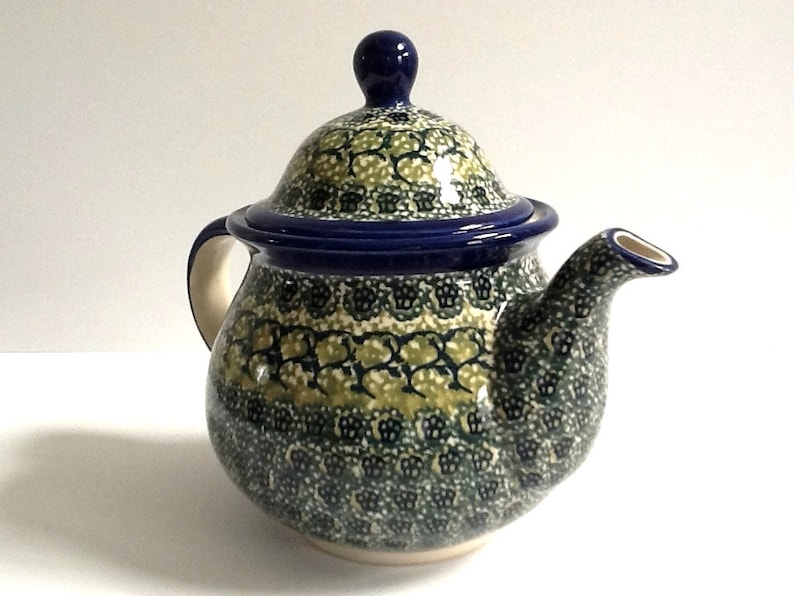 Vintage Polish Pottery Large Hand Painted Unikat Teapot Etsy