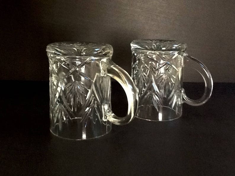 Vintage Clear Glass Mugs By Paul Sebastian Set of 2 12 Fluid Etsy