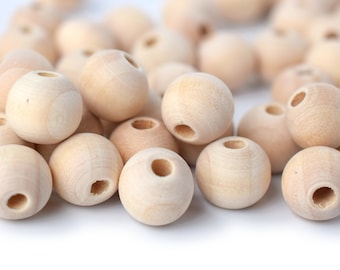 8 15mm Wooden Barrel Beads Large Hole Beads Light Natural Brown Vintage Wood Beads Chunky Beads Macrame Beads Loose Bead Beading Supplies