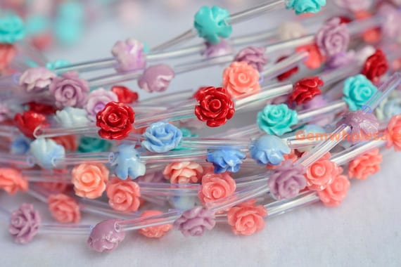 20 STÜCKE 6 mm harz blume, plastik blume, gebohrt mit loch, blume für halskette, schmuck bastel supper