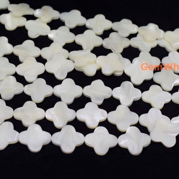 15.5" 8mm/10mm/12mm white MOP Quatrefoil Beads, Natural mother of pearl Quatrefoil beads, jewelry supply, white MOP Quatrefoil pendant