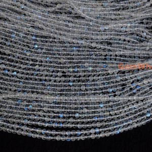 15.5" 4mm AA White Rainbow Moonstone round beads, moonstone with blue shinning, white semi-precious stone, gemstone wholesaler, small beads image 5