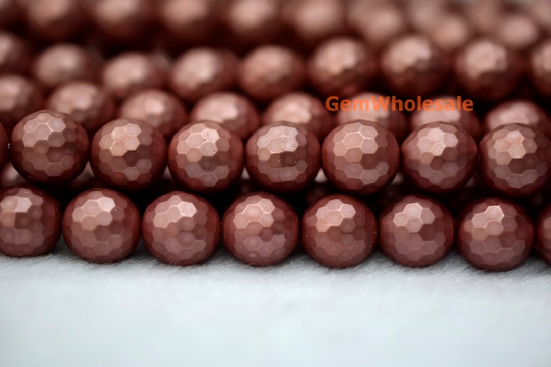 10mm Shell Pearl Round Faceted Beads Dark Red Color,dark Red