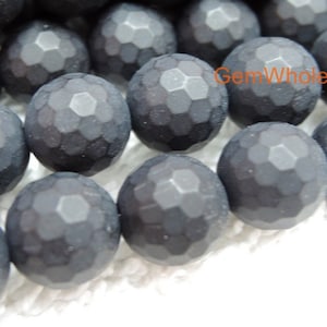 15.5&quot; Matte black onyx round faceted 6mm/8mm/10mm, frosted Black onyx, Matte black agate 128 facted, frosted black agate,DIY jewelry beads,