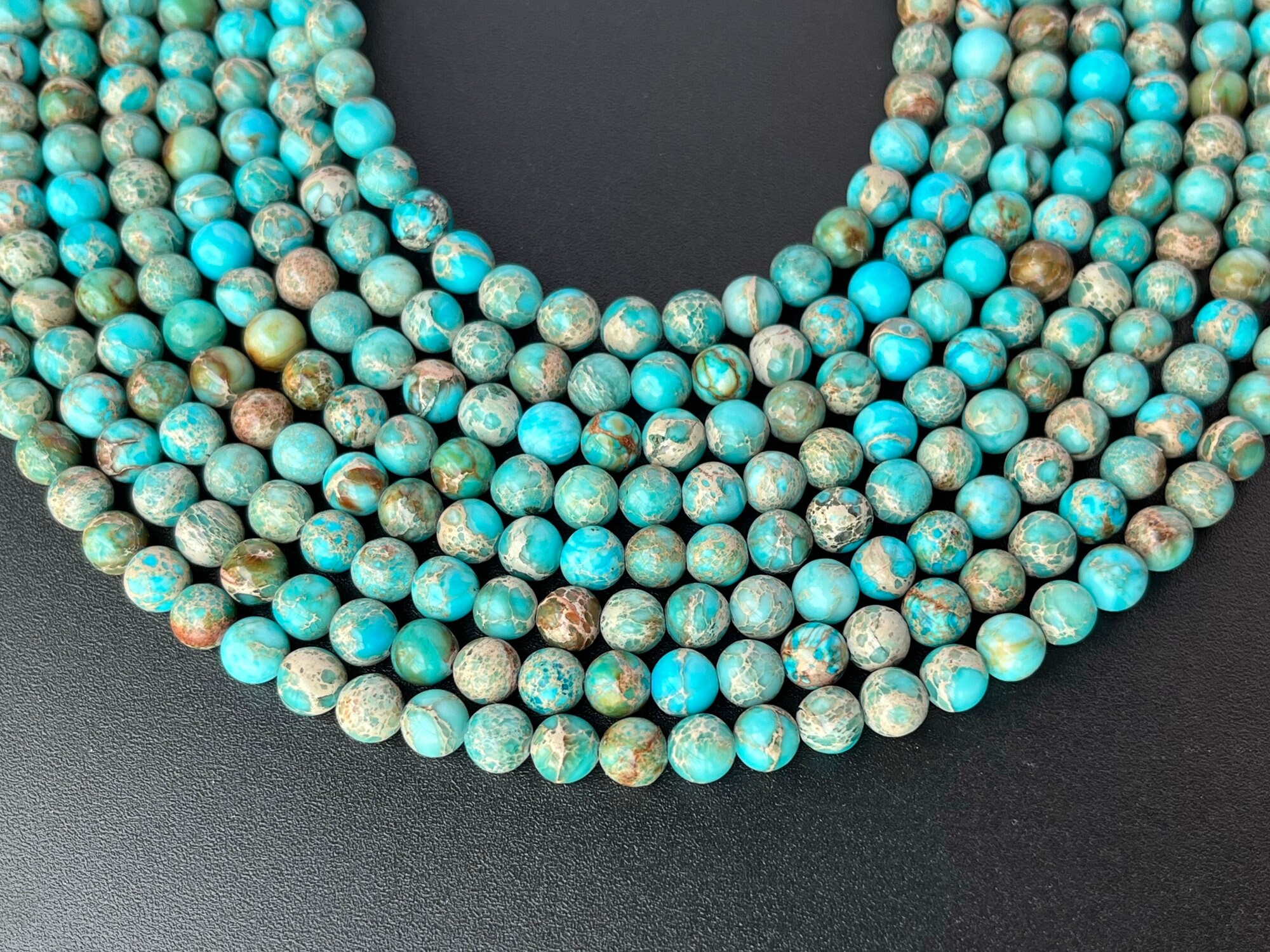 Impronta imperiale naturale blu perle di diaspro 6mm, 8mm, 10mm naturale guarigione chakra pietra di nascita per la creazione di gioielli - Italia