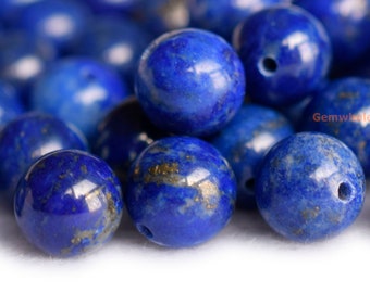 4PCS 6mm/8mm/10mm half drilled natural Lapis lazuli round beads, half hole genuine lapis beads HGHO