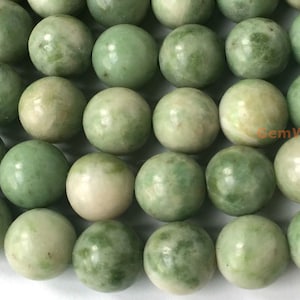 15.5&quot; 8mm Natural green Dushan jade round beads, genuine green color jade beads QGCO