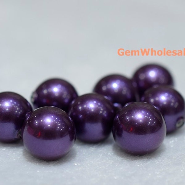 20PCS Half hole 8mm/10mm Luster purple Shell pearl round beads ,luster purple shell core pearl, jewelry supply, Half hole shell pearl, TYH3