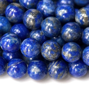 15,5 po. 8 mm A perles rondes naturelles de lapis-lazuli, couleur moyen clair