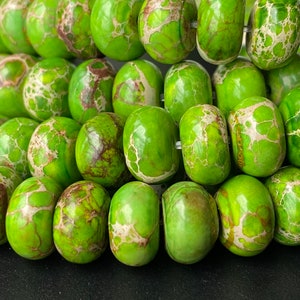 15&quot; 5x8mm/6x10mm yellow green Sea Sediment Imperial Jasper rondelle beads,  emperor jasper, Terra Jasper