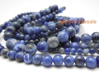 15.5" 4mm/6mm/8mm High quality natural sodalite stone round beads ,dark blue gemstone,semi precious stone,jewelry wholesaler from CHina