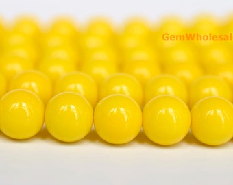 15.5" Glass druk round beads Lemon yellow 6mm/8mm, cheap Lemon yellow jewelry beads, jewelry supply,Yellow druk glass beads YQ