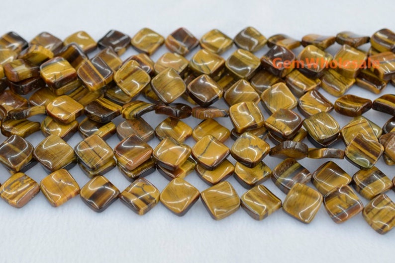 15.5 16mm Yellow tiger eye twisted diamondsquare beads Natural yellow gemstonesemi precious stone JGDOS
