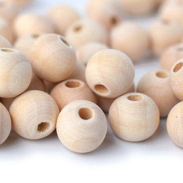 100pcs 8mm/10mm/12mm/14mm/15mm/16mm Natural Wooden round beads, nature beige wood beads, big hole