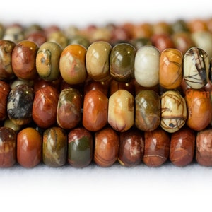 15.5“ 4x6mm/5x8mm red creek jasper roundel beads, semi-precious stone,Picasso Jasper rondelle DIY jewelry beads, jewelry supply QGC