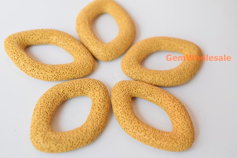 Yellow color lava donut pendant eye shape lava donut big lava pendant for necklace 5PCS 58x40mm yellow lava oval circle pendant