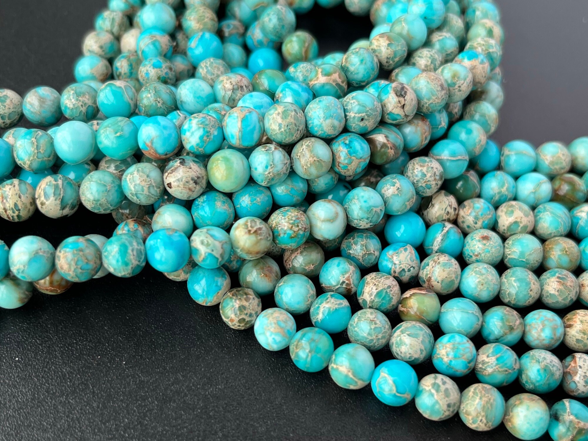 100 Perline In Pietra Naturale Da 10 Mm, Diaspro Imperiale Blu Scuro