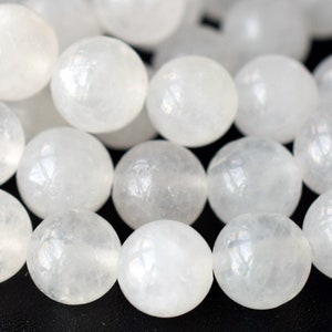 Cuentas redondas de jade blanco natural de 15,5&quot; 6 mm/8 mm/10 mm/12 mm, suministro de cuentas de joyería de jade de piedra semipreciosa