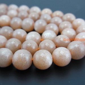 15.5&quot; Sunstone 8mm round beads , Orange moonstone 8mm, semi-precious stone, orange color jewelry beads, gemstone wholesaler