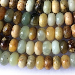 15.5&quot; 5x8mm/6x10mm Natural flower jade rondelle beads, Natural flower jade disc beads, flower jade roundel beads BGXO