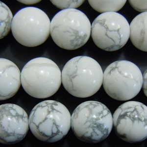 15.5&quot; 8mm/10mm Natural white howlite round beads, semi-precious stone, DIY beads, White gemstone wholesale