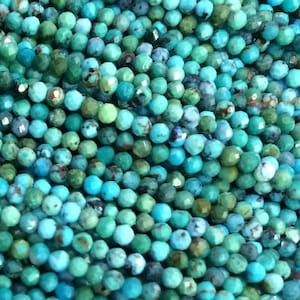 15.5&quot; 2mm Natural HuBei turquoise round micro faceted beads, green blue multi color gemstone jewelry beads LGYO