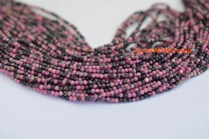 Natural Rhodonite Gemstone Round Beads 15.5'' 2mm 3mm 4mm 6mm 8mm 10mm 12mm DIY 