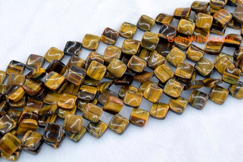 15.5 16mm Yellow tiger eye twisted diamondsquare beads Natural yellow gemstonesemi precious stone JGDOS