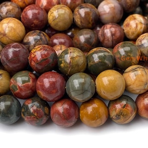 15.5“ 6mm/8mm/10mm red creek jasper round beads, red brown semi-precious stone,Picasso Jasper DIY jewelry beads, jewelry supply