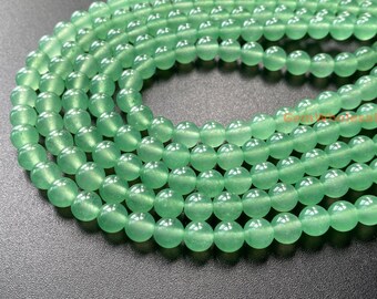 Bellissima Collana di Perle Rotonde di Giada Verde Naturale da