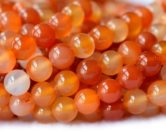 15" 4mm/6mm natural Carnelian round beads, orange Red gemstone, semi-precious stone wholesaler