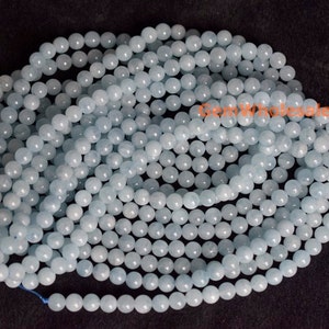 15.5&quot; 6mm A Natural Aquamarine round beads, High quality light blue color DIY jewelry beads, milky light blue gemstone 6mm A quality