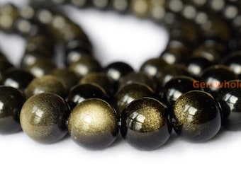 15.5" 12mm/14mm/16mm Natural golden obsidian, golden obsidian DIY round beads,golden obsidian round beads, natural stone beads