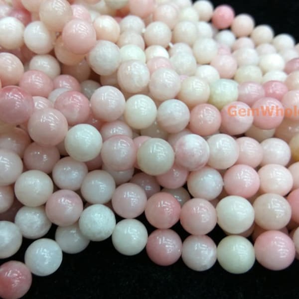 15.5" Opale rose clair perles rondes de 8 mm, perles de pierres précieuses blanches roses, pierre semi-précieuse de couleur rose, opale rose chinoise 8 mm, fourniture de perles de pierres précieuses