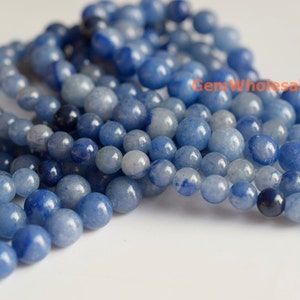 15.5“ 4mm/6mm Natural blue aventurine round beads, blue gemstone, semi-precious stone, natural blue jewelry beads