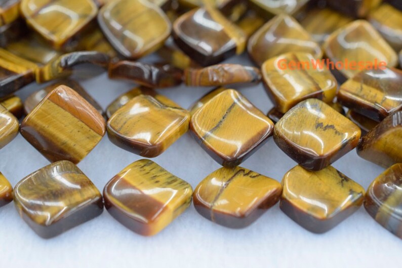 15.5 16mm Yellow tiger eye twisted diamondsquare beads Natural yellow gemstonesemi precious stone JGDOS