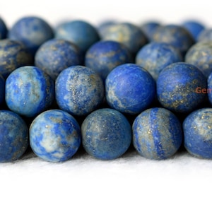 15&quot; 8 mm/10 mm Perles rondes naturelles de lapis-lazuli mat/dépoli véritable AB