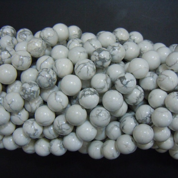 15.5" 4mm/6mm Natural white howlite round beads, semi-precious stone, DIY beads, White gemstone wholesale