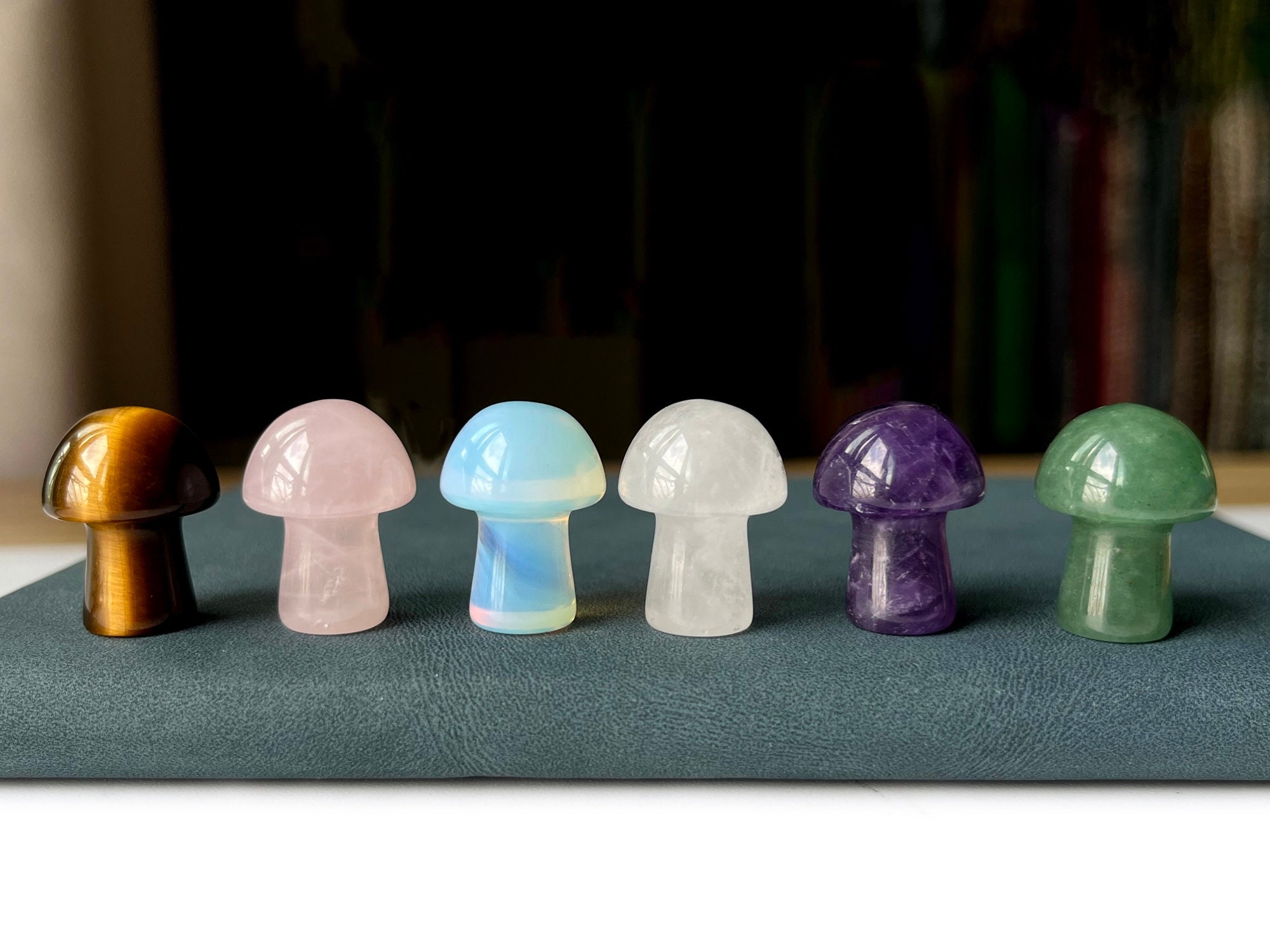 20mm Mix stone Mushroom Gemstones Crystal Carving Figurines, Healing Crystals Mushroom, amethyst, rock quartz, yellow tiger eye 6 stone ZGXO