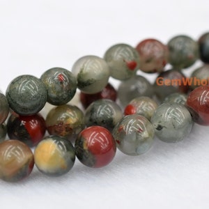 15.5&quot; 6mm/8mm/10mm/12mm African bloodstone jasper round beads, semi-precious stone, African blood stone