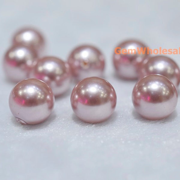 20PCS Half hole 8mm/10mm Luster light purple Shell pearl round beads ,luster light purple shell core pearl, jewelry supply, TYH7