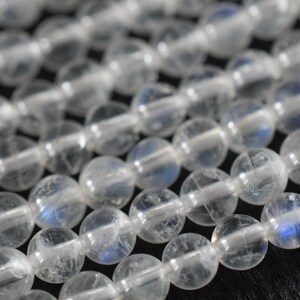 15.5" 4mm AA White Rainbow Moonstone round beads, moonstone with blue shinning, white semi-precious stone, gemstone wholesaler, small beads image 1