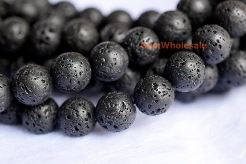 15.5 12mm/14mm Black lava round beads, waxed Black lava beads, semi-precious stone,black jewelry DIY beads, gemstone supply JsY image 1