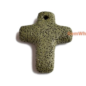 4 colgantes de cruz de lava verde oscuro de 50 x 65 mm, colgante de pez de lava de color amarillo/azul/rojo/blanco, colgante de lava grande, 11 colores disponibles