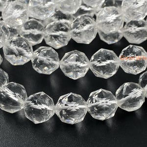 15.5&quot; 10mm Natural rock crystal Quartz round faceted(128F) beads, star faceted beads